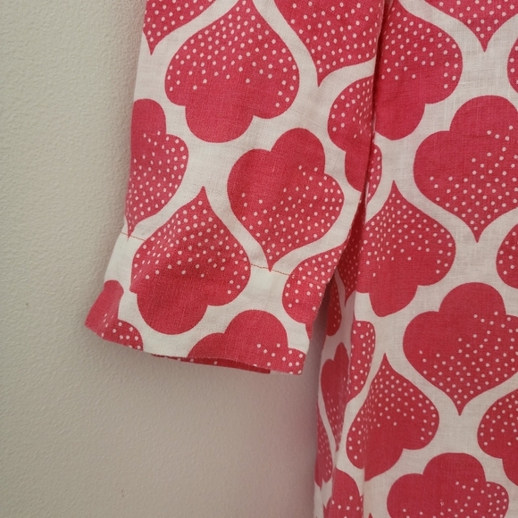 Boden Linen Tunic Dress Pink And White Moroccan Print Size 4 - Picture 5 of 13